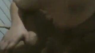 The fat woman dances naked in front of her husband, who is very excited