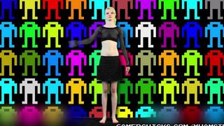 A sexy blondie does a striptease dance in front of the crowd of excited men