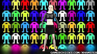 A sexy blondie does a striptease dance in front of the crowd of excited men