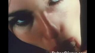 An appetizing girl makes a blowjob to her beloved man with cream