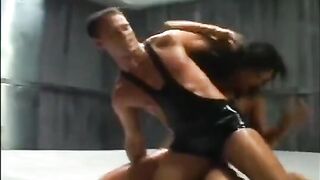 The fight turned into oily sex with a beautiful brunette and big tits