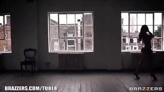 Sweaty girl with big natural tits gets her ass smashed hard