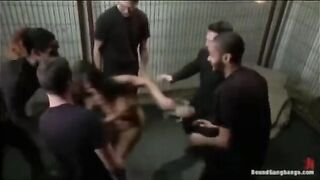 Five guys were fucked by a cute girl with a toy