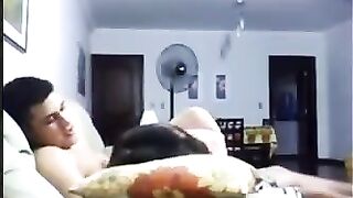 Evening on the couch for the young girl and her guy