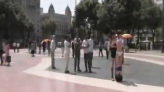 A group of young people fucked publicly on camera by horny guys