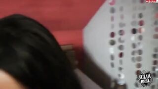 A cute girl in stockings is fucking with her beloved man