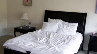The delicate sex of two young blondes in the bedroom is a sight to behold