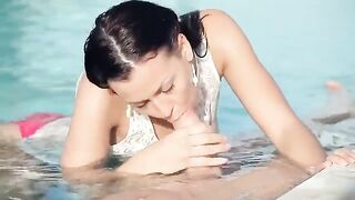 Sex in the swimming pool with a stunning Russian beauty