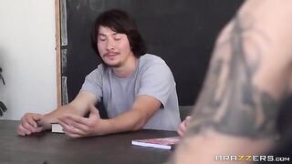 The guy tied up the girl and fucked her on the bed, attaching restraints