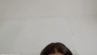 Sperm flowing over face and beautiful breasts in an intense cumshot