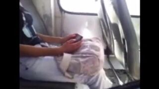 The man did not resist, pulled out his pants and started masturbating in front of the pretty girl