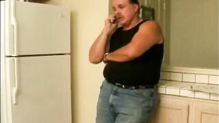 An aged whore swallows the sperm of her young lover