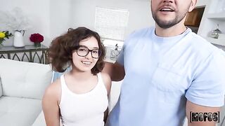 Leana’s feet don’t touch the ground, but her tongue touches deeply