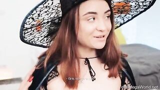 Lesbian beauties fucked on Halloween night