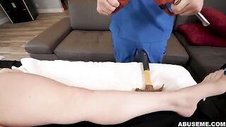 BDSM sex and rough massage with sexy brunette