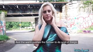 Blonde MILF gets fucked right on the street