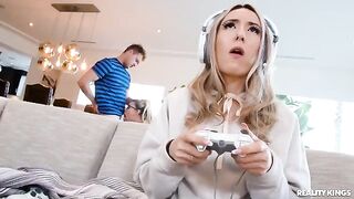 A hot nerd in glasses gets fucked in all her holes