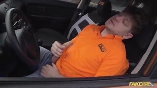 A hot girl calmed down after road rage by fucking