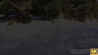 An extreme sex on the sled and by the fireplace with a girl