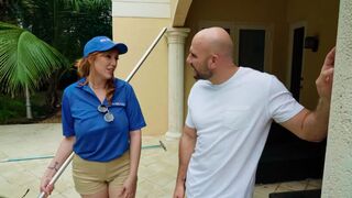 My red-haired MILF pool girl is a total ass-bomb