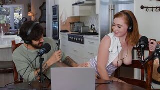 Babe fucked by a young man in an episode of "Podcast Pussy"