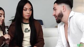 Two girls have a bad influence on each other and fuck with a guy
