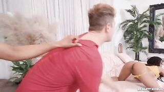 Two cute girls found a guy to have a threesome with them both