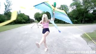 A girl with small boobs gets horny while having sex in nature