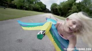A girl with small boobs gets horny while having sex in nature
