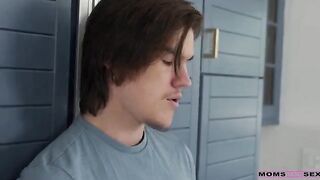 A stepmom fucked her stepson when she was left alone