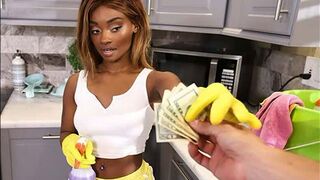 The maid got a cumshot for money from the first view
