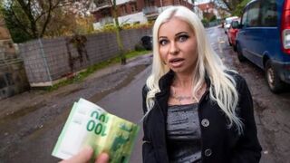 Blonde MILF slut got fucked on the street for cash