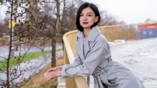 Little quiet Russian brunette chick got fucked on the street