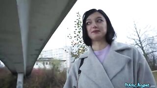 Little quiet Russian brunette chick got fucked on the street