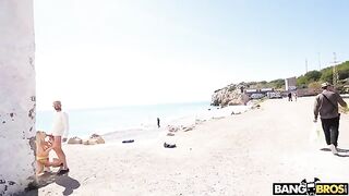Public anal sex with a stunning blonde on the beach