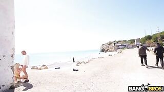 Public anal sex with a stunning blonde on the beach