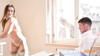 Busty boss Josephine called the employee with a big dick to her for sex