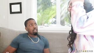 Real FFM threesome sex with girlfriends wearing glasses
