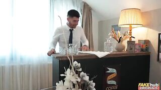 A man finished with a cum in the mouth of the sexy lady
