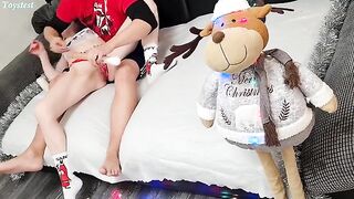 She knows how to show him she wants a real threesome, but with a toy first