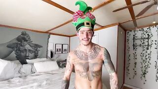A blonde woman receives a Christmas creampie in a special scene