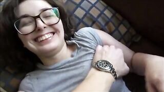 A young guy has a therapy session with his perfect brunette girlfriend at home