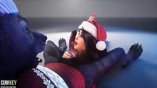 A chick with a gorgeous body is being fucked by a werewolf in 3D