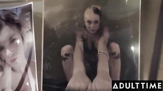 Gabbie Carter shared her husband's cock with her wife in a steamy scene