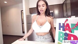 Busty Latina stepmom Victoria June gets her tight pussy railed on her birthday