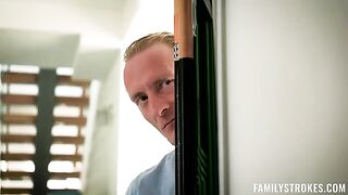 Fucked while talking to my husband on the couch