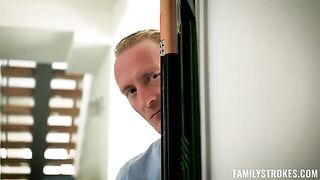 Fucked while talking to my husband on the couch