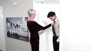 The bride-to-be's mother craves intimacy, so the groom joins the steamy encounter
