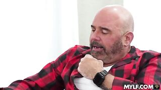 A hot woman teaches her daughter to fuck with a guy