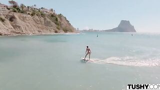 Beautiful sex by the pool on vacation